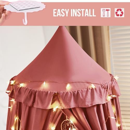 Kertnic Decor Princess Canopy for Girls Bed, Soft Smooth Playing Tent Canopy - Image 4