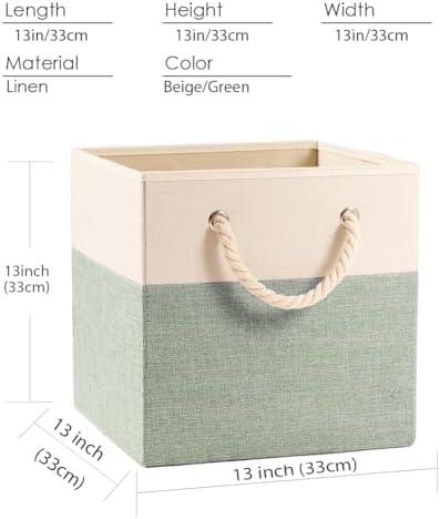 PRANDOM Large Foldable Cube Storage Bins 13x13 inch Fabric Linen Storage - Image 3