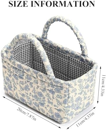 Small Storage Basket Organizer, Mini Fabric Floral Storage Baskets - Image 6