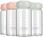 COMI Wide Neck Glass Breastmilk Collection n Storage Bottle, 4 Packs, 8oz by COMI