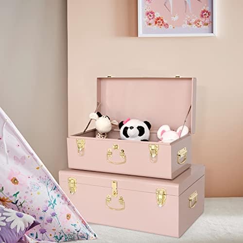 Vixdonos Decorative Metal Box Storage Trunks Set of 2 College Dorm Chest - Image 5