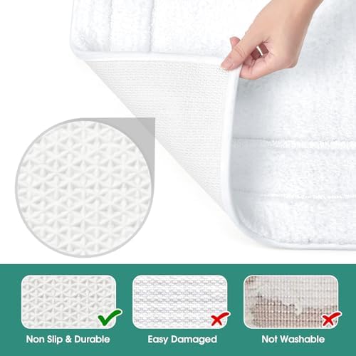 HOMEIDEAS Bathroom Rugs Sets 2 Piece, Super Soft Non Slip Bath Mat White - Image 5