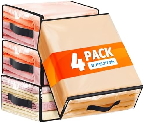 SpaceWhisper Clear Sheet Storage Bags, 4 Pack, 17.7 x 15.7 x 7.9 in by Unknown