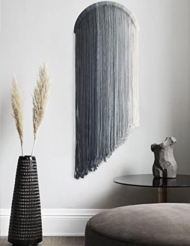 Macrame Wall Hanging Hand Dyed Blue Boho Fiber Art Decor 20" - Image 2