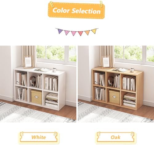 NELYE 6 Cube Organizer Bookcase White Open Shelf - Image 5