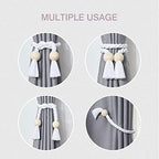 NICEEC 4 Pack Wooden Ball Magnetic Curtain Tiebacks Boho Home Decor Drape Tie - Image 5