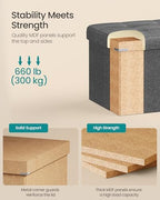 SONGMICS 43.3 Inches Folding Storage Ottoman Bench, Load 660 lb - Image 4