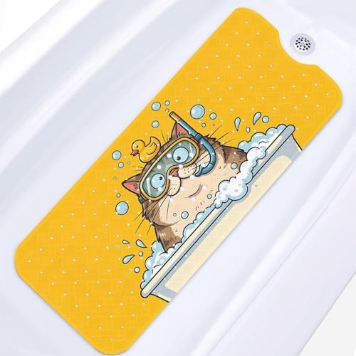 Bathtub Shower Mat 40X16 Inch, for Toddler, Cat Kawaii by Culudea