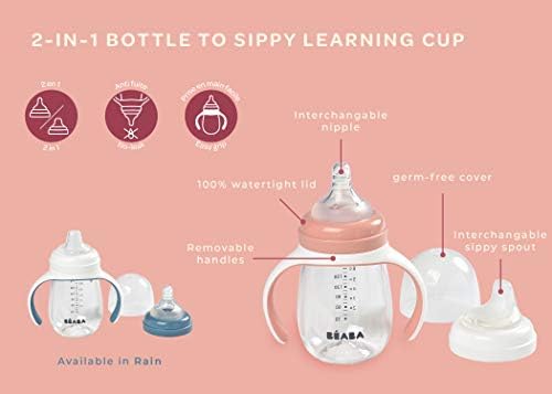 BEABA 2-in-1 Baby Bottle to Transition Sippy Cup, No Spill Sippy Cup, Includes - Image 6