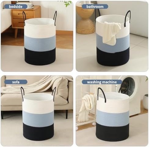 Laundry Basket Hamper Tall Rope Storage Woven - Image 4