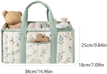 Quilted Fabric Storage Basket Floral Baby Diaper Caddy Quilted Basket - Image 6
