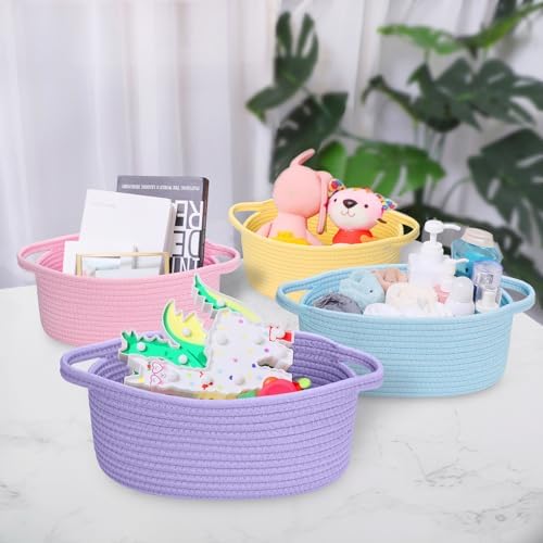 ABenkle Small Basket with Handles, Boho Decorative Rope Woven Dog Cat Toy - Image 4
