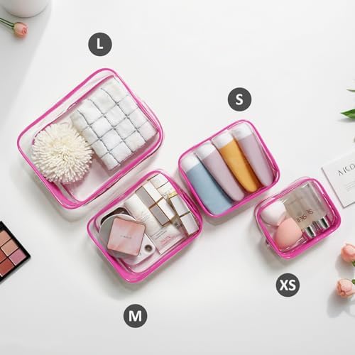 4 PCS Clear Makeup Bag Set, 4 Sizes TSA Approved Travel Toiletry Bags, - Image 4