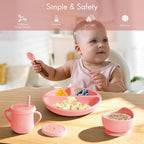 Silicone Baby Feeding Set, Divided Plate, Training Cup, Fruit Feeder & Freezer - Image 2