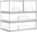 Vtopmart Clear Stackable Storage Drawers Set of 4, Plastic Organizer Bins by Vtopmart