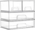 Vtopmart Clear Stackable Storage Drawers Set of 4, Plastic Organizer Bins by Vtopmart