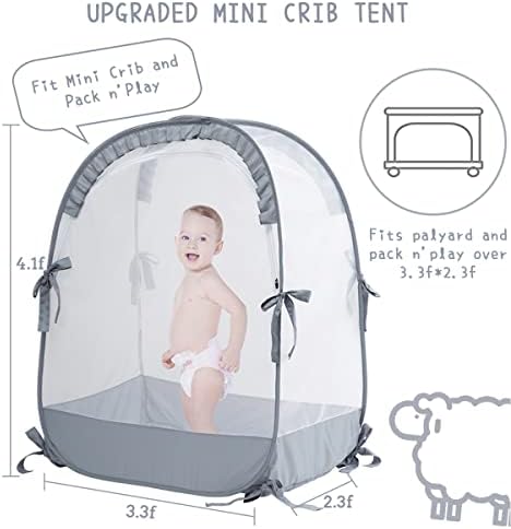 L RUNNZER Pack N Play Tent, Baby Pop Up Crib Tent to Keep Baby in, Crib Net - Image 2