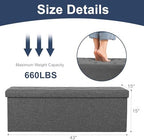 DUMOS 43 Inch Folding Storage Ottoman Bench, Large Ottoman - Image 3