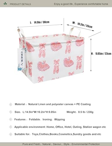Rectangular Pink Ballerina Storage Bin, Closet Organizer Basket - Image 2