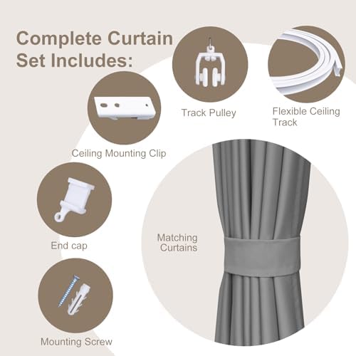 MaKefeile Room Divider Curtains & Flexible Bendable Tracks Set, Privacy - Image 2