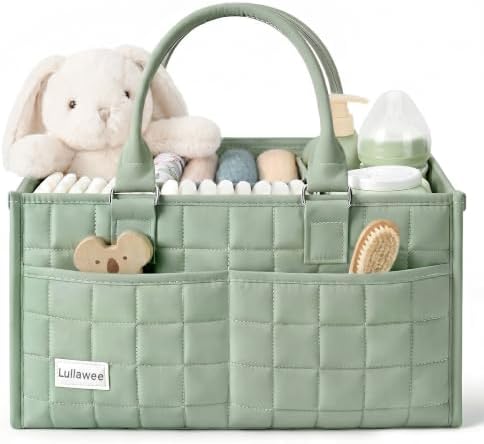 Baby Diaper Caddy Organizer, Portable Nursery Storage Basket by Lullawee