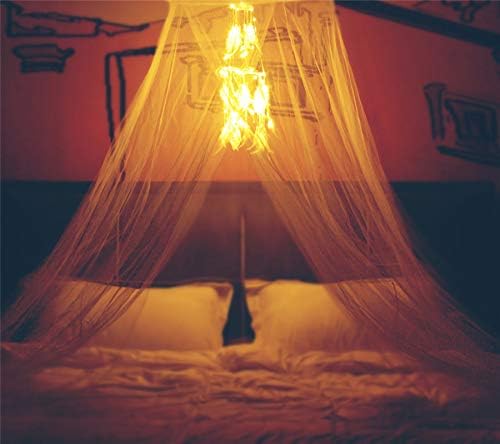 Bed Canopy with Double Circle White Feather Dream Catcher and 50 LED Fairy - Image 2