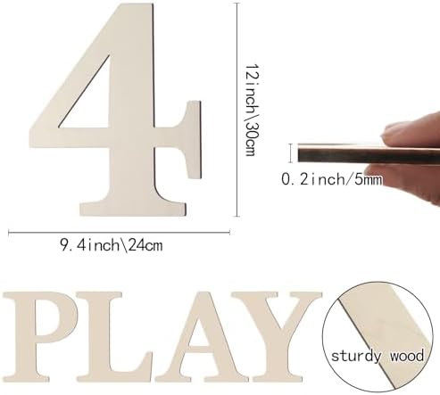 12 Inch Large Wooden Numbers 4 Unfinished Wood Number - Image 2