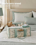 Blissful Diary Leaf Diaper Caddy Organizer, Storage Basket, Sage Leaf - Image 4