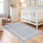 GarveeHome Scalloped Bow Rug 4x6 Washable Grey Rugs - Image 3
