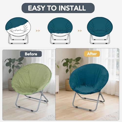Velvet Stretch Saucer Chair Cover, Round Moon Chair Cover - Image 6