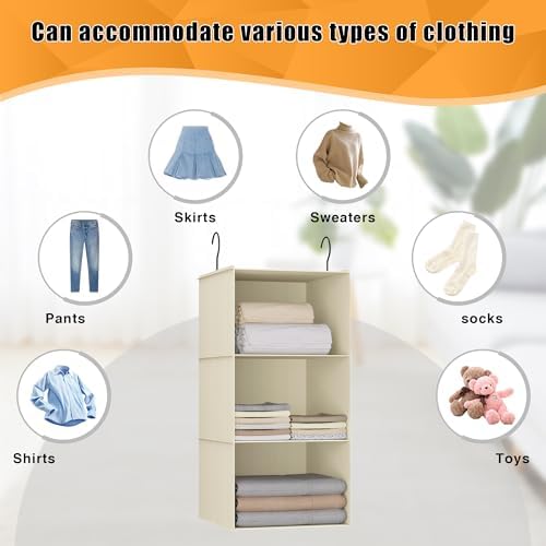Hanging Closet Organizer 3-Shelf, Oxford Fabric Wardrobe Storage - Image 7