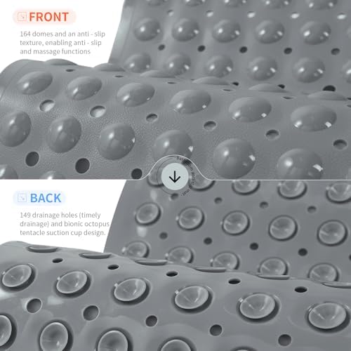 Anti-Slip Bathtub Shower Mat 21×21 Inch Opaque Gray - Image 2