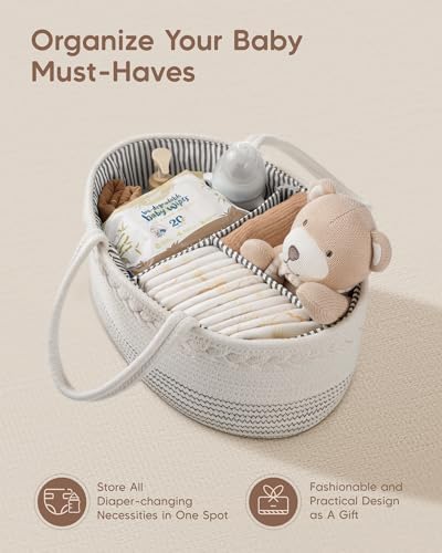 Maliton Baby Diaper Caddy Organizer, Cotton Rope Diaper Caddy Basket, Large - Image 2