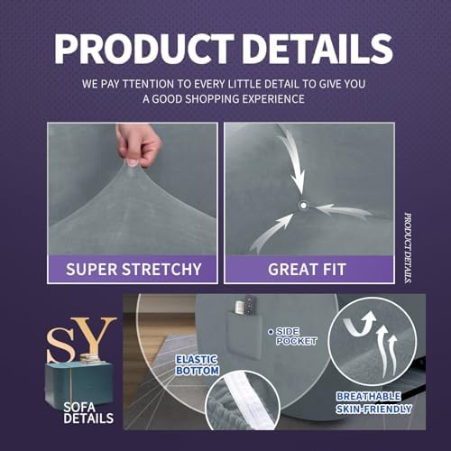 ZNSAYOTX Stretch Velvet Recliner Cover 4-Pieces, Thick Soft Recliner Chair - Image 3