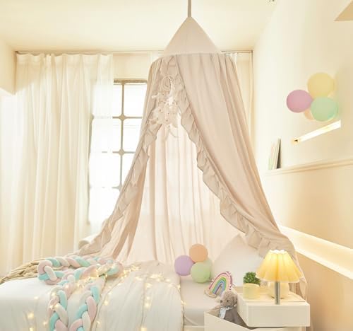 Mengersi Bed Canopy for Girls, Ruffled Canopy Bed Curtains Kids Canopy for - Image 3