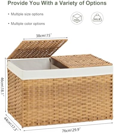 SETVSON Storage Basket with Lid, 2-Lid PE Rattan Storage Bin - Image 4