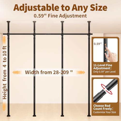 Room Divider for Room Separation, 4-10ft 28-209inch Adjustable Temporary - Image 2