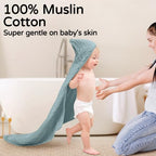 Yoofoss Hooded Baby Towels for Newborn 2 Pack 100% Muslin Organic Cotton Baby - Image 2