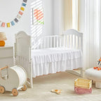 Mini Crib Bedding Set 3 Pieces Baby Boho Quilted Tufted Ruffles Comforter - Image 5