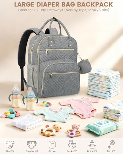 Pritent Diaper Bag Backpack, Baby Bag Backpack Baby Essentials - Image 3