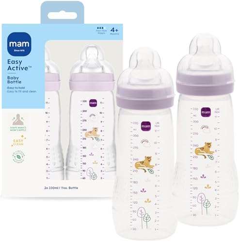 MAM 11oz Natural Flow Active Anti-Colic Baby Bottle, 4+ Mths, 2 Pack by MAMBabyUSA