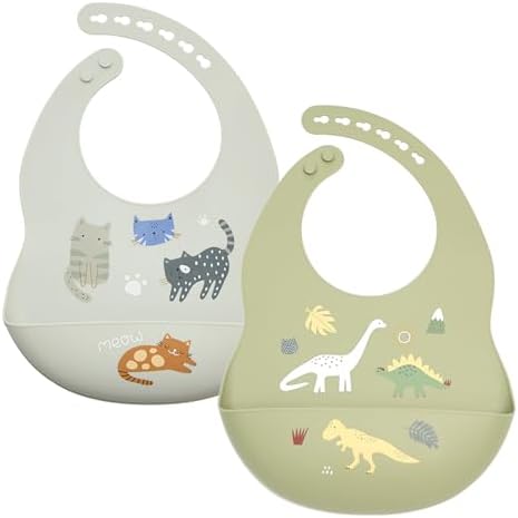 Baby Silicone Bibs 2 Sets Baby Bibs by LITTLERAWR