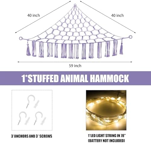 CERETIA Stuffed Animal Hammock Large Corner Plushie Net Storage - Image 4