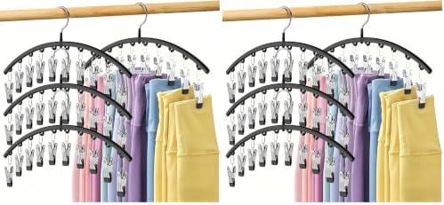 Legging Organizer for Closet, Metal Yoga Pants Hangers 8 Pack w/10 Clips Holds by Volnamal