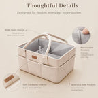 Konssy Baby Diaper Caddy Organizer, Corduroy Nursery Storage Basket - Image 4