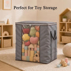 Comforter Storage Bags 120L for Blanket Clothes Bedding Sheet 2 Pack Grey - Image 4