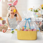 Cute Yellow Gift Basket, Woven Baskets - Image 4