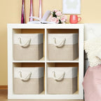 6 Pack 12x12 Inch Cube Storage Bins Square Fabric Cube Baskets, Light Brown - Image 5