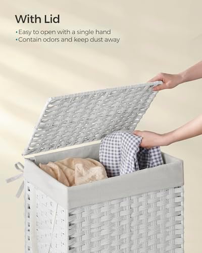 SONGMICS Laundry Hamper with Lid, 23.8 Gal Synthetic Rattan - Image 3