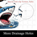 Bathtub Mat Non Slip 26.8x15.1 Inch, Cool Raccoon Riding Shark Shower Mat - Image 2